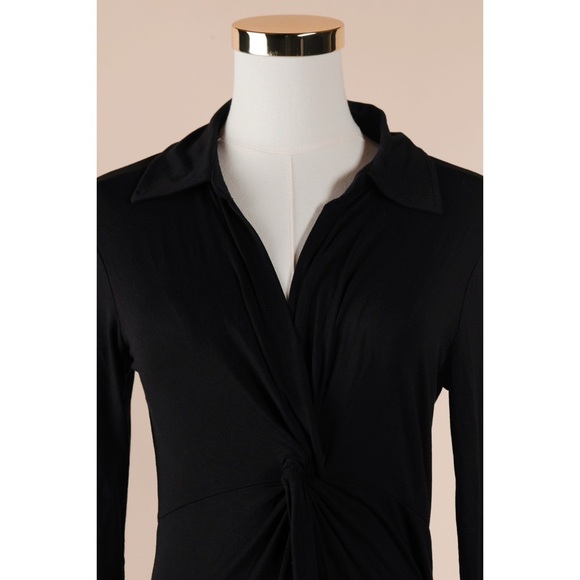 Sz M Sanctuary V Neck Twist Front Long Sleeve Sheath Dress NWT LBD - Picture 4 of 5